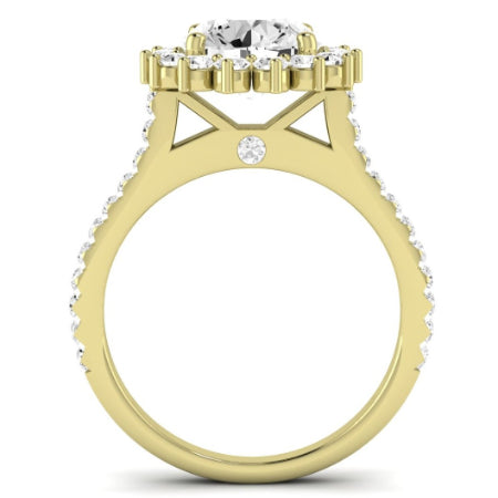 Gazania Moissanite Matching Band Only (does Not Include Engagement Ring) For Ring With Round Center yellowgold