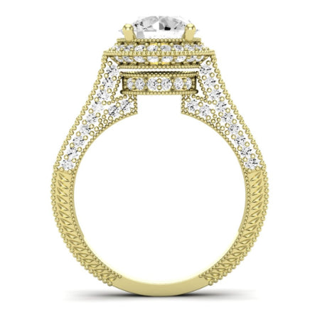 Wallflower Moissanite Matching Band Only (does Not Include Engagement Ring) For Ring With Round Center yellowgold