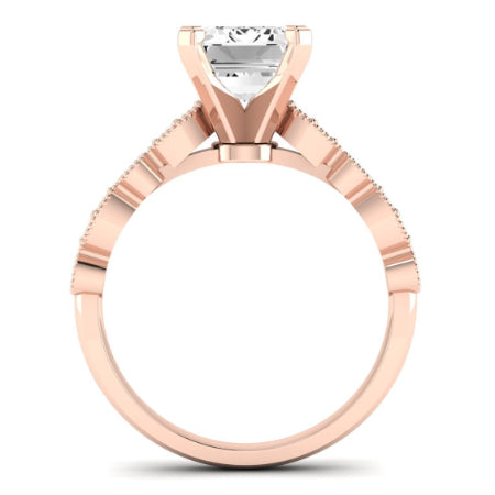 Marigold Moissanite Matching Band Only (does Not Include Engagement Ring) For Ring With Emerald Center rosegold