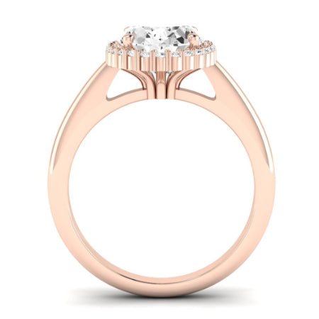 Calla Lily Moissanite Matching Band Only (does Not Include Engagement Ring) For Ring With Oval Center rosegold