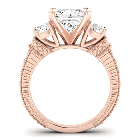 Angelonia Moissanite Matching Band Only (does Not Include Engagement Ring) For Ring With Princess Center rosegold