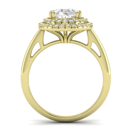 Tulip Moissanite Matching Band Only ( Engagement Ring Not Included) For Ring With Oval Center yellowgold