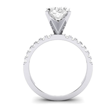 Dahlia Moissanite Matching Band Only (engagement Ring Not Included) For Ring With Oval Center whitegold