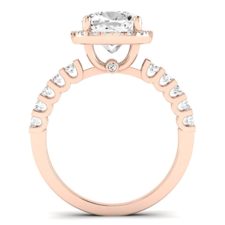 Sweet Pea Moissanite Matching Band Only ( Engagement Ring Not Included) For Ring With Cushion Center rosegold