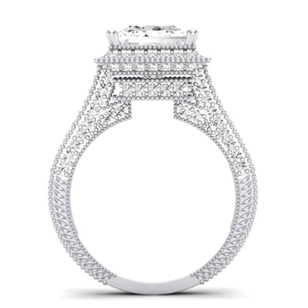 Wallflower Moissanite Matching Band Only (does Not Include Engagement Ring) For Ring With Princess Center whitegold