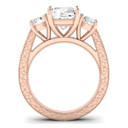 Belladonna Moissanite Matching Band Only (does Not Include Engagement Ring) For Ring With Cushion Center rosegold