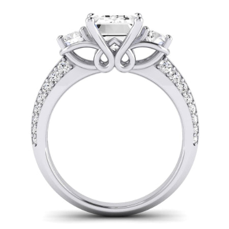 Thistle Moissanite Matching Band Only ( Engagement Ring Not Included) For Ring With Emerald Center whitegold