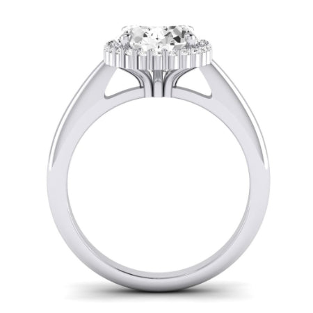 Calla Lily Moissanite Matching Band Only (does Not Include Engagement Ring) For Ring With Oval Center whitegold