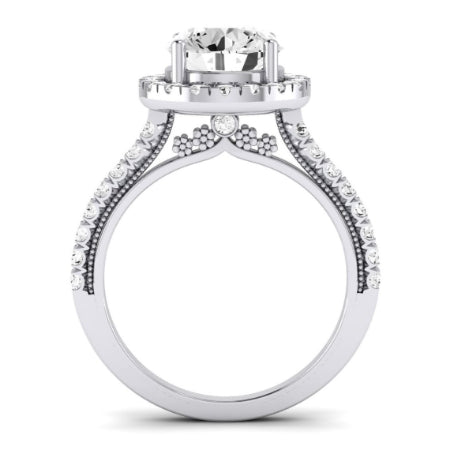 Florizel Moissanite Matching Band Only (does Not Include Engagement Ring) For Ring With Round Center whitegold