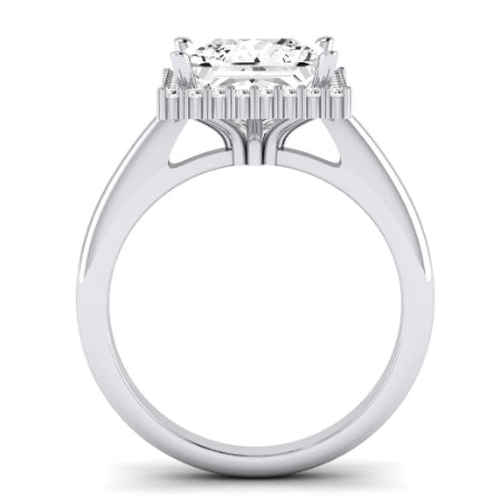 Calla Lily Moissanite Matching Band Only (does Not Include Engagement Ring) For Ring With Princess Center whitegold