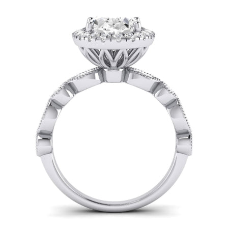 Aubretia Moissanite Matching Band Only ( Engagement Ring Not Included) For Ring With Oval Center whitegold