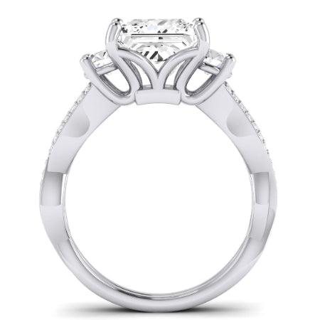 Bottlebrush Moissanite Matching Band Only (does Not Include Engagement Ring) For Ring With Princess Center whitegold