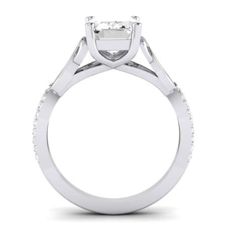 Pavonia Moissanite Matching Band Only (does Not Include Engagement Ring)  For Ring With Emerald Center whitegold