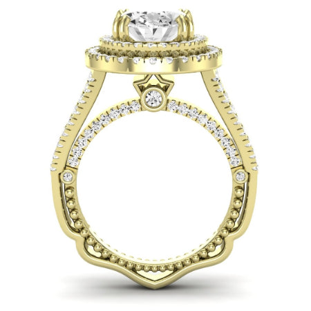 Lupin Moissanite Matching Band Only (does Not Include Engagement Ring)  For Ring With Oval Center yellowgold
