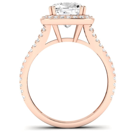 Tea Rose Moissanite Matching Band Only (does Not Include Engagement Ring) For Ring With Cushion Center rosegold