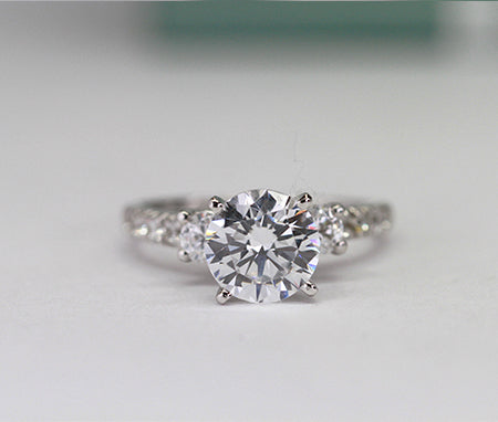 Primrose Round Moissanite Engagement Ring whitegold