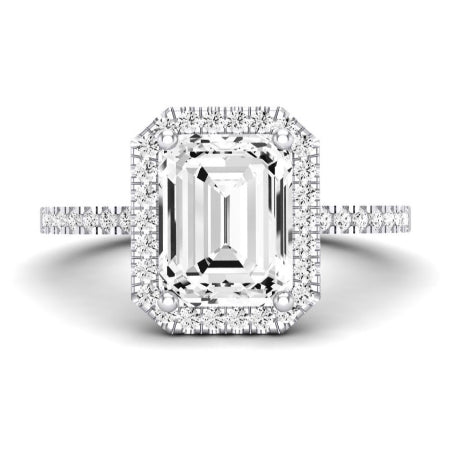 Bergenia Moissanite Matching Band Only (does Not Include Engagement Ring ) For Ring With Emerald Center whitegold