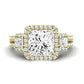 Erica Moissanite Matching Band Only (does Not Include Engagement Ring) For Ring With Princess Center yellowgold