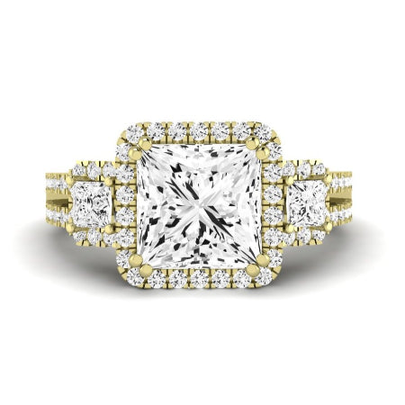 Erica Moissanite Matching Band Only (does Not Include Engagement Ring) For Ring With Princess Center yellowgold