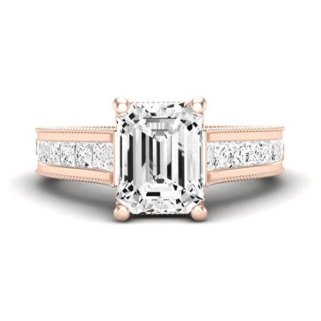 Edelweiss Diamond Matching Band Only (does Not Include Engagement Ring) For Ring With Emerald Center rosegold