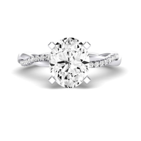 Iris Moissanite Matching Band Only (does Not Include Engagement Ring) For Ring With Oval Center whitegold