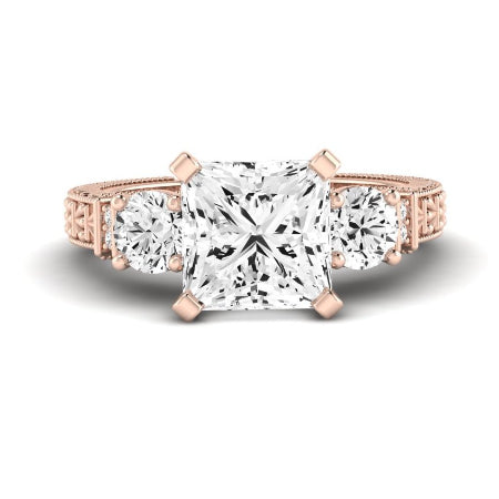 Angelonia Moissanite Matching Band Only (does Not Include Engagement Ring) For Ring With Princess Center rosegold