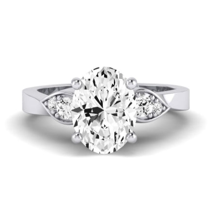 Hibiscus Diamond Matching Band Only (does Not Include Engagement Ring)  For Ring With Oval Center whitegold