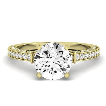Daphne Moissanite Matching Band Only (does Not Include Engagement Ring) For Ring With Round Center yellowgold