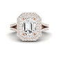 Lupin Emerald Moissanite Engagement Ring rosegold