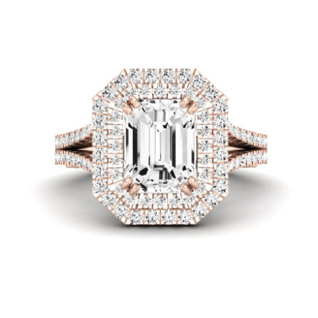 Lupin Emerald Moissanite Engagement Ring rosegold