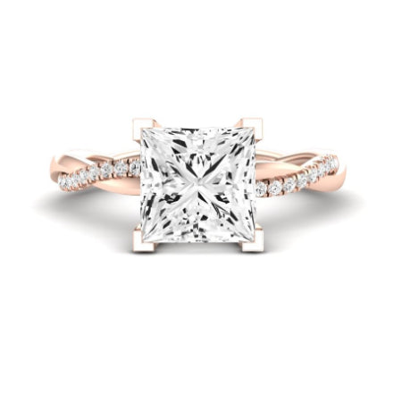 Iris Moissanite Matching Band Only (does Not Include Engagement Ring) For Ring With Princess Center rosegold