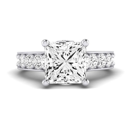 Calluna Moissanite Matching Band Only (does Not Include Engagement Ring) For Ring With Princess Center whitegold