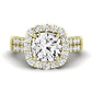 Velvet Moissanite Matching Band Only (does Not Include Engagement Ring)  For Ring With Cushion Center yellowgold