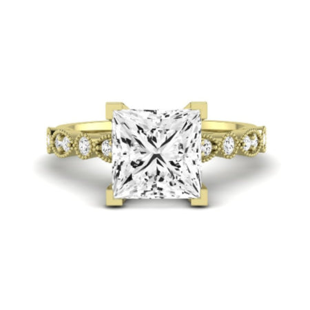 Marigold Moissanite Matching Band Only (does Not Include Engagement Ring) For Ring With Princess Center yellowgold