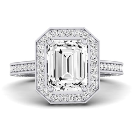 Buttercup Moissanite Matching Band Only (does Not Include Engagement Ring)  For Ring With Emerald Center whitegold