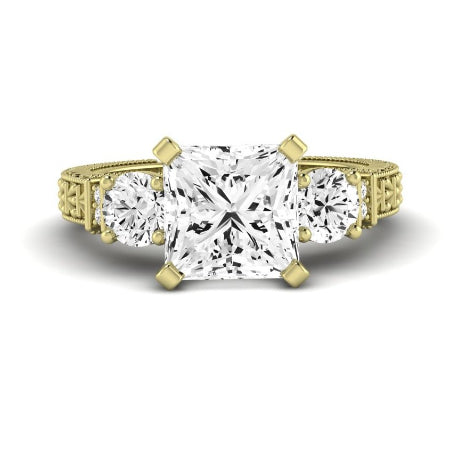 Angelonia Moissanite Matching Band Only (does Not Include Engagement Ring) For Ring With Princess Center yellowgold