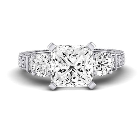 Angelonia Moissanite Matching Band Only (does Not Include Engagement Ring) For Ring With Princess Center whitegold