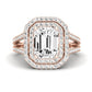 Flora Moissanite Matching Band Only (engagement Ring Not Included) For Ring With Emerald Center rosegold