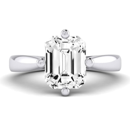 Gardenia Moissanite Matching Band Only ( Engagement Ring Not Included)  For Ring With Emerald Center whitegold
