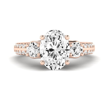 Thistle Moissanite Matching Band Only ( Engagement Ring Not Included) For Ring With Oval Center rosegold