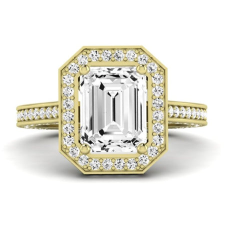 Buttercup Moissanite Matching Band Only (does Not Include Engagement Ring)  For Ring With Emerald Center yellowgold