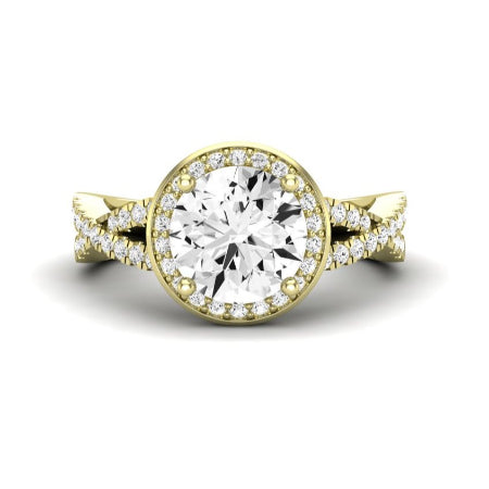 Moonflower Moissanite Matching Band Only (does Not Include Engagement Ring) For Ring With Round Center yellowgold