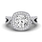 Clover Moissanite Matching Band Only ( Engagement Ring Not Included) For Ring With Cushion Center whitegold