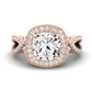 Clover Moissanite Matching Band Only ( Engagement Ring Not Included) For Ring With Cushion Center rosegold