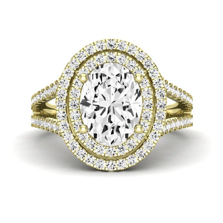 Flora Moissanite Matching Band Only (engagement Ring Not Included) For Ring With Oval Center yellowgold