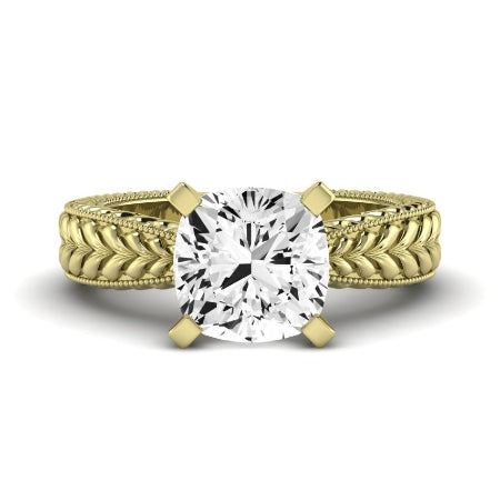 Azalea Moissanite Matching Band Only (does Not Include Engagement Ring) For Ring With Cushion Center yellowgold