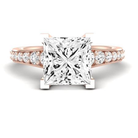 Holly Moissanite Matching Band Only (does Not Include Engagement Ring) For Ring With Princess Center rosegold