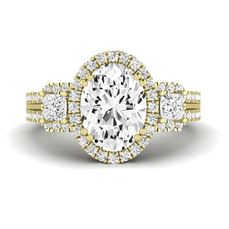 Erica Moissanite Matching Band Only (does Not Include Engagement Ring) For Ring With Oval Center yellowgold