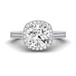 Wallflower Moissanite Matching Band Only ( Engagement Ring Not Included) For Ring With Cushion Center whitegold