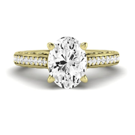 Nala Moissanite Matching Band Only (does Not Include Engagement Ring) For Ring With Oval Center yellowgold